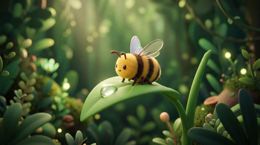 Pollinator Honeybee on Leaf